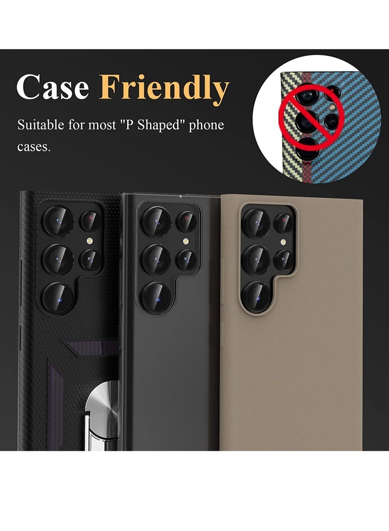 Samsung Galaxy S23 Ultra Camera Lens Protector, Glitter Bling Tempered Glass Camera Screen Protector Individual Metal Ring Lens Cover