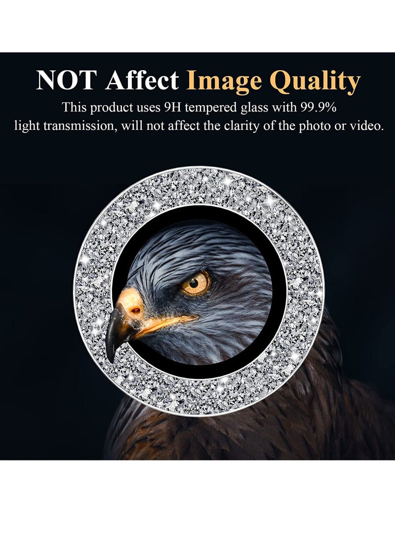 Samsung Galaxy S23 Ultra Camera Lens Protector, Glitter Bling Tempered Glass Camera Screen Protector Individual Metal Ring Lens Cover