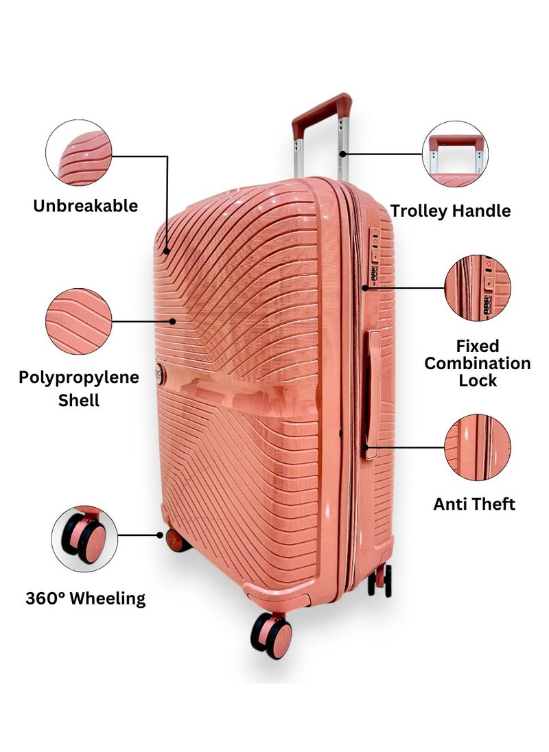 Generic - Pink Infinity Set of 3 Trolley SuitCases Small | Medium | Large Luggage Trolley - Image 1