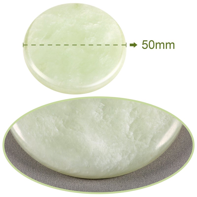 Bememo 2 Pieces Jade Stone for Lash Glue Eyelash Extension Round Jade Stone Green Lash Tile Glue Holders Adhesive Pallet Fake Eyelash Holder Base 2 Inch - Image 2