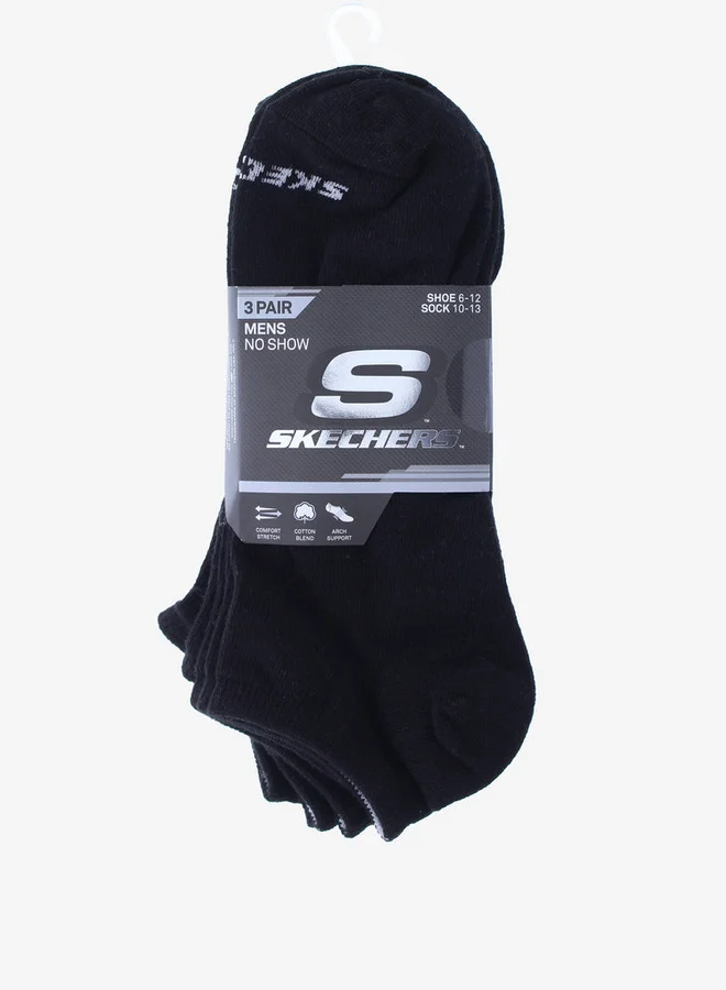 سكيتشرز Logo Print No Show Sports Socks - Set of 3