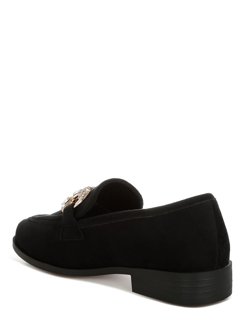 London Rag Diamante Embellished Horsebit Loafers in Black  - Image 3