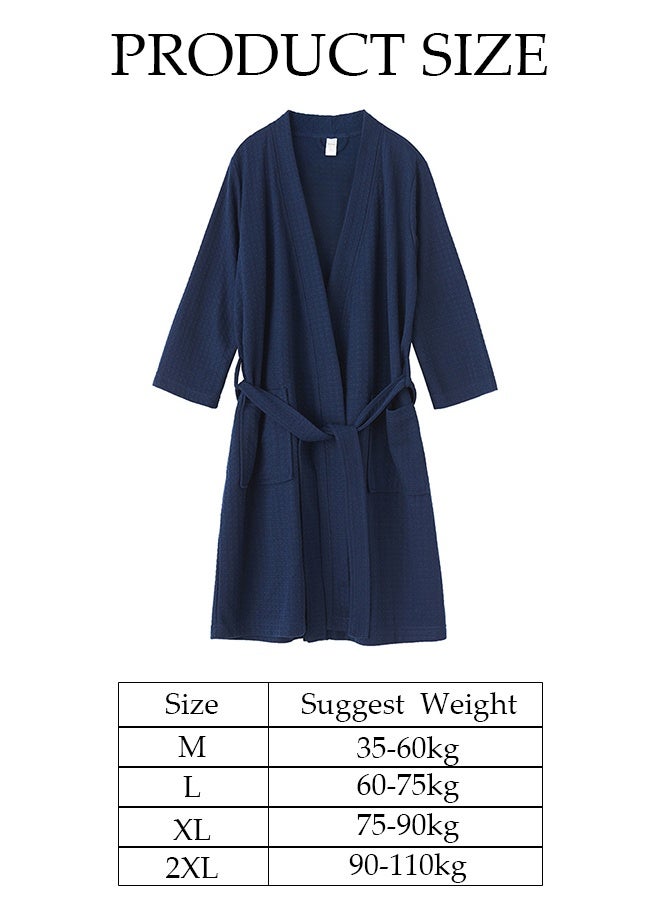 DUNISO Women's Waffle Kimono Bathrobe Short Sleeve Sleepwear Spa Robe Nightwear Nightgown Women Water Bathrobe Bridesmaid Robes Dressing Gown Autumn Bath Robe Spa Bathrobe for Lady  - Image 4