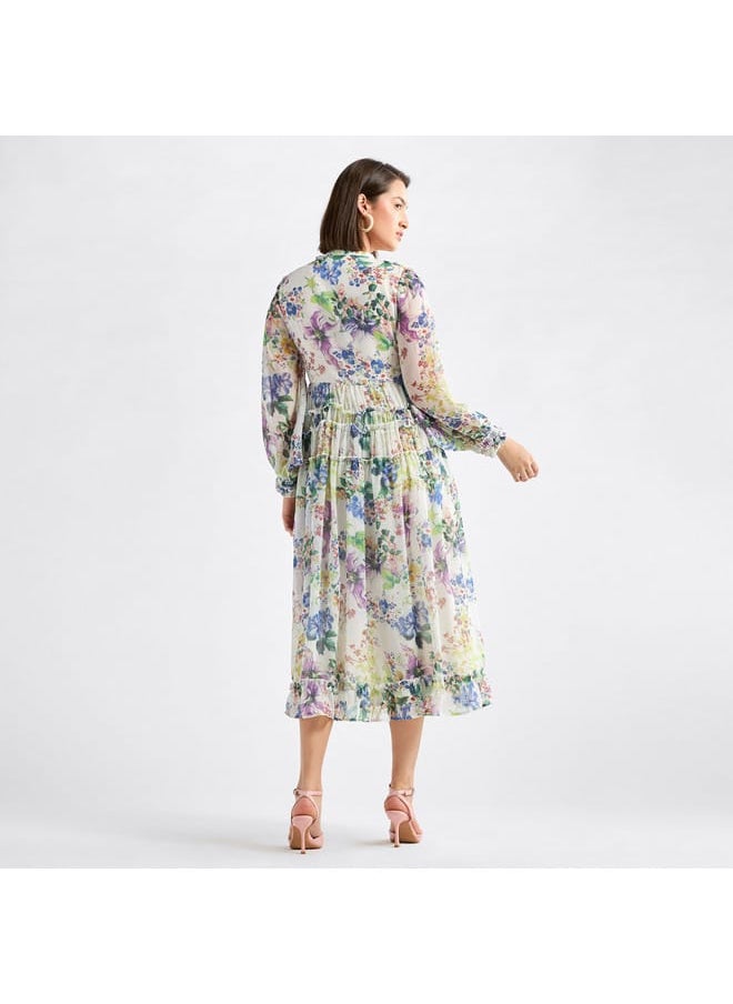 Floral Print Midi Shirt Dress with Long Sleeves - pzsku/Z760B33345B6A92B060CAZ/45/_/1728433320/5bccf42a-1316-43f1-bb9b-579b66dc2650