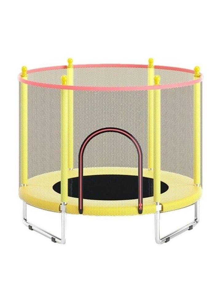 Generic Indoor Home Trampoline Bouncing Bed with Guard Net for Children, 140 cm x 140 cm x 120 cm Size, Yellow - Image 1