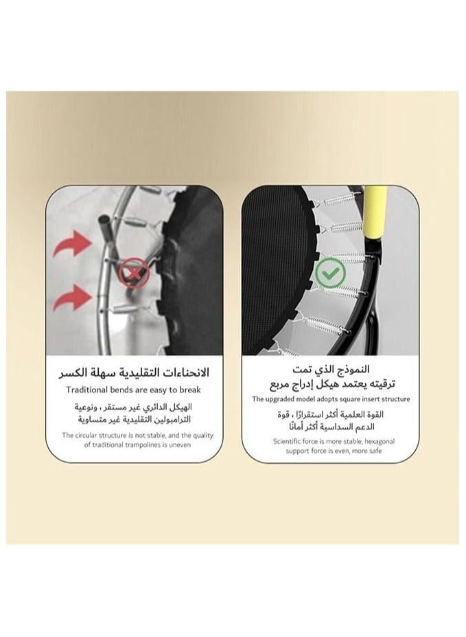 Generic Indoor Home Trampoline Bouncing Bed with Guard Net for Children, 140 cm x 140 cm x 120 cm Size, Yellow - Image 4