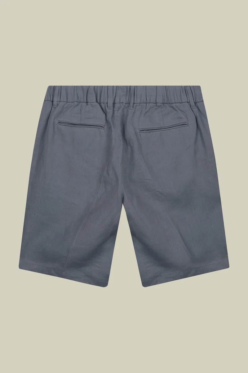 Doppelganger Blue Men's Bermuda shorts with elastic waistband 100% linen - Sky for Men | Best Price UAE
