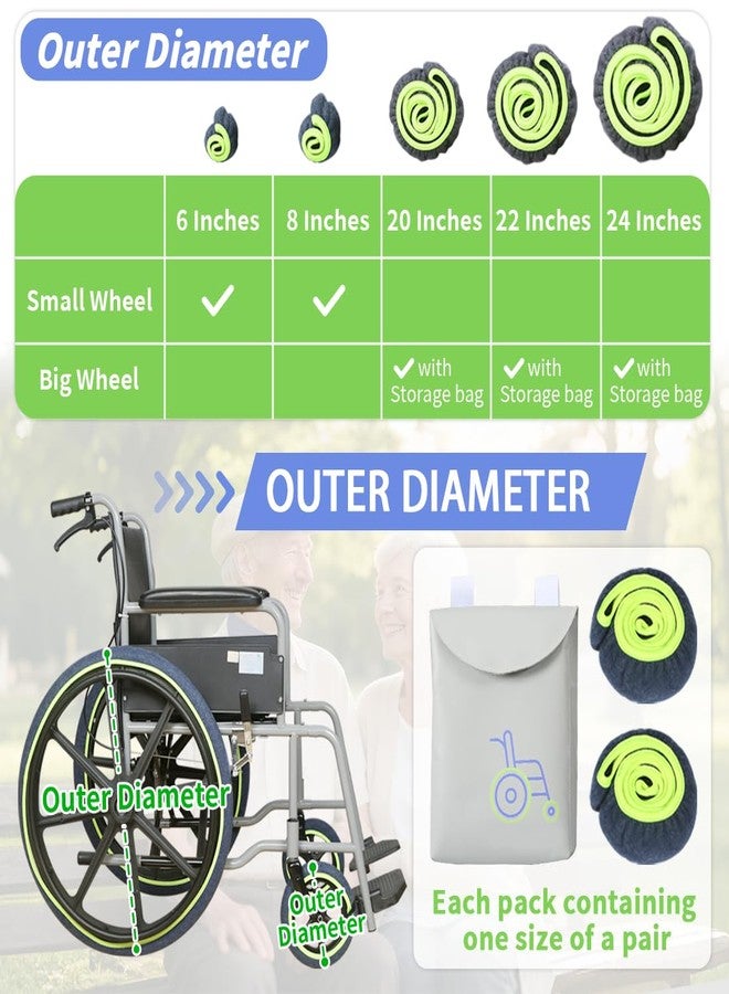 EHUSPU Wheelchair Wheel Covers 2 Pack - Dust proof Floor Protectors, Non-Slip & Silent Rolling Covers for Indoor Use - Fits Most Wheelchair Tires (Blue, 6in) - Image 2