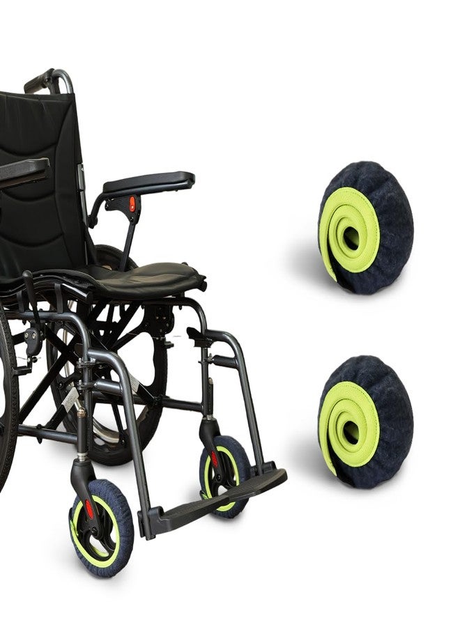 EHUSPU Wheelchair Wheel Covers 2 Pack - Dust proof Floor Protectors, Non-Slip & Silent Rolling Covers for Indoor Use - Fits Most Wheelchair Tires (Blue, 6in) - Image 1