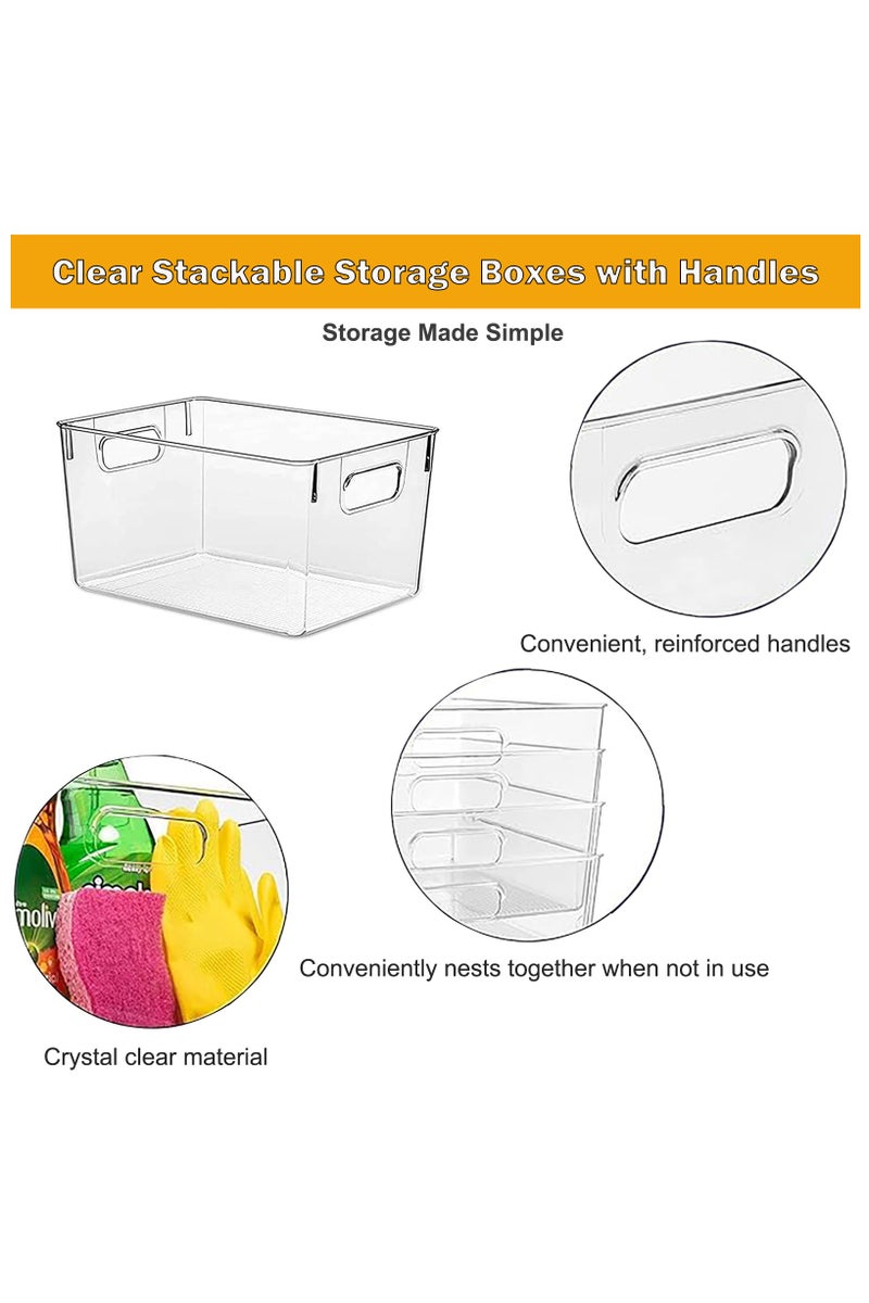 6 Pack Stackable Storage Box with Handles, Clear Pantry Organizer Bins, Food Storage Basket for Kitchen, Countertops, Cabinets, Refrigerator, Freezer, Bedrooms, Bathrooms Storage Box, 29x19x15CM - Image 3