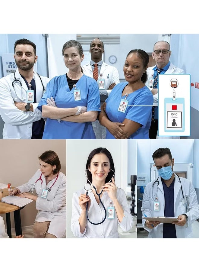 واي جيه 8 قطع حامل شارة، حامل شارة مضحك، حامل شارة ممرضات، مشابك شارات هوية قابلة للسحب، حامل شارة ممرضات لطيف لموظفي المستشفيات والأطباء والهدايا. - Image 5