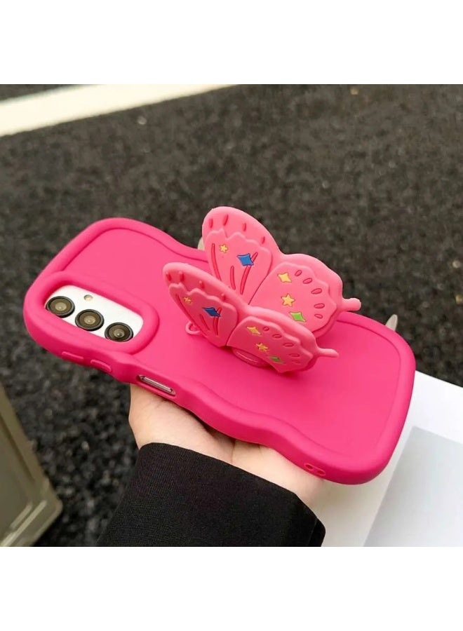 Shein Cute Dopamine Macaron Wave Pattern One Piece Phone Case with Cartoon Fly Holder Compatible with Samsung A16  - Image 2