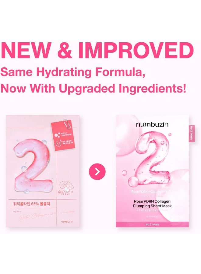 numbuzin No.2 Sheet Mask | Rose PDRN Collagen Plumping Sheet Mask | Korean Mask for face | Brightening, Hydrating, Firming and Moisturizing | Collagen, Peptides, PDRN | 5ea - Image 3