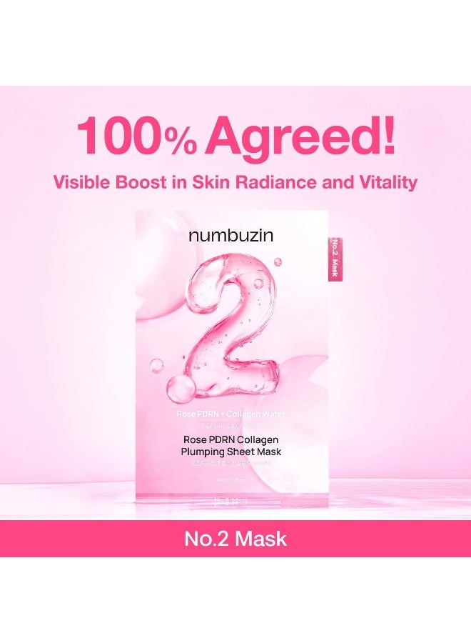 numbuzin No.2 Sheet Mask | Rose PDRN Collagen Plumping Sheet Mask | Korean Mask for face | Brightening, Hydrating, Firming and Moisturizing | Collagen, Peptides, PDRN | 5ea - Image 5