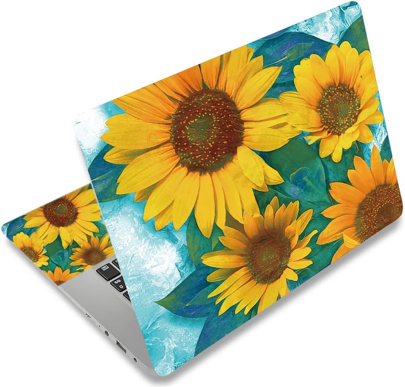 ICOLOR Laptop Skin Sticker Decal 12 13 13.3 14 15 15.4 15.6 inch Personalized Universal Notebook Vinyl Skin Stickers Cover Art Decal Computer Protector (Sun Flower) - Image 1