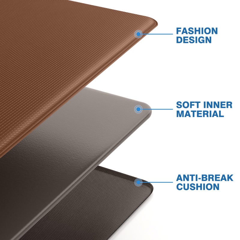 StepRite Kitchen Mats, 2PCS Kitchen Rugs, Cushioned Anti Fatigue Kitchen Mats for Floor, Non-Slip Standing Desk Mat, Waterproof Kitchen Rug Set for Floor, Office, 17.3"x30"+17.3"x47", Terracotta Brown - Image 5
