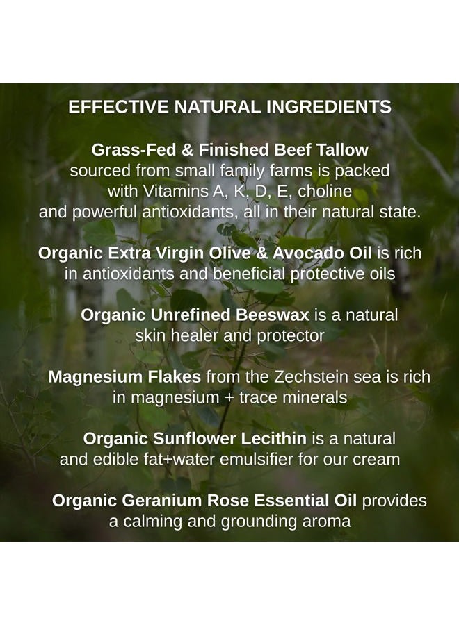Shwally Paleo Magnesium Oil Cream - 100% Grass Fed Tallow, Avocado and Extra Virgin Olive Oil With Zechstein Magnesium, Mild Geranium-Rose Scent - Image 3