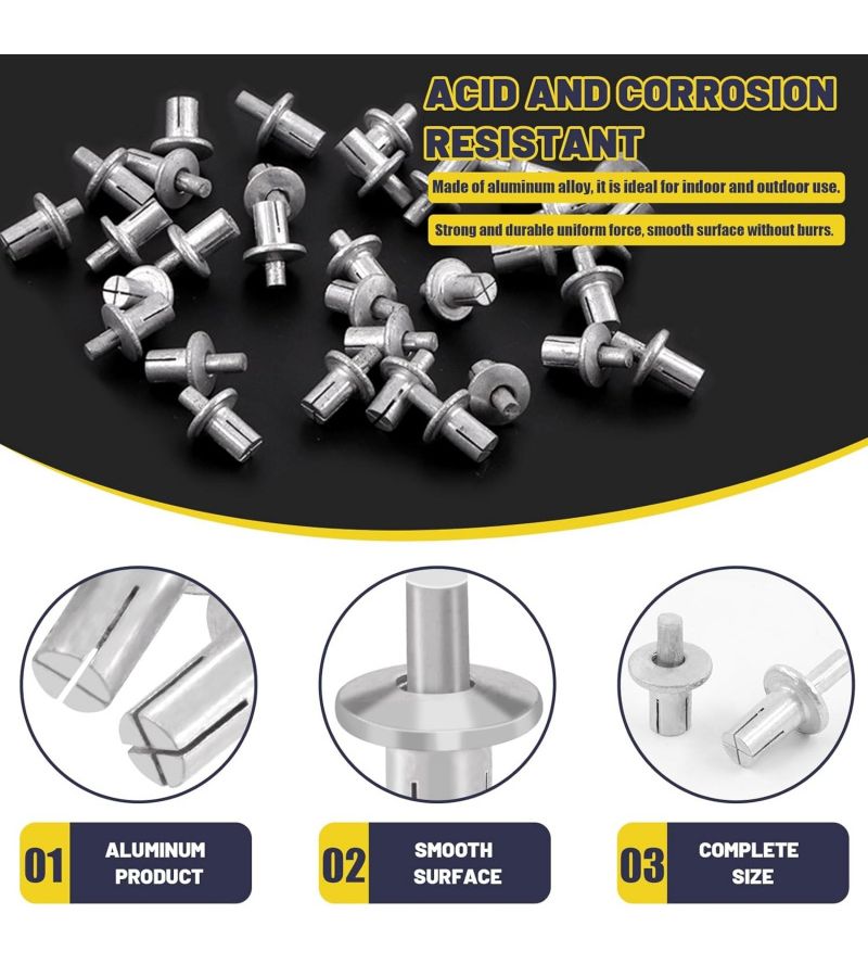 27Pcs Semi Circular Core Rivets Flat Round Head Hammer In Expansion Rivets Impact Driven Fasteners For Home Mechanical Equipment Precision Instruments Quick Convenient Repairs - Image 4