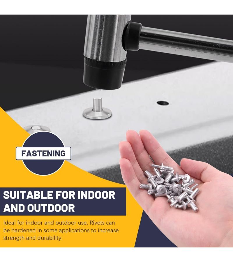27Pcs Semi Circular Core Rivets Flat Round Head Hammer In Expansion Rivets Impact Driven Fasteners For Home Mechanical Equipment Precision Instruments Quick Convenient Repairs - Image 5