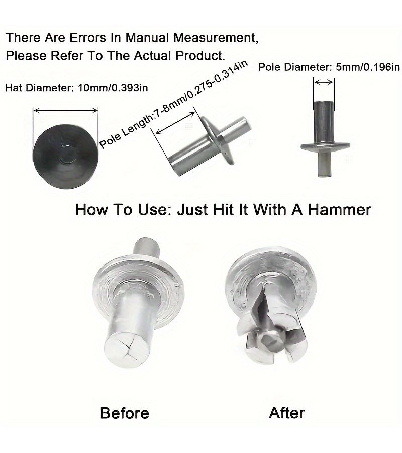 27Pcs Semi Circular Core Rivets Flat Round Head Hammer In Expansion Rivets Impact Driven Fasteners For Home Mechanical Equipment Precision Instruments Quick Convenient Repairs - Image 3
