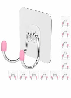 KASTWAVE Self Adhesive Wall Hooks, Dual Head Large Heavy Duty Hooks, for Hanging Utility Hooks, for Kitchen Bathroom Ceiling Reusable Adhesive Hooks for Key, 12 Pack Max 30lb  - Image 1