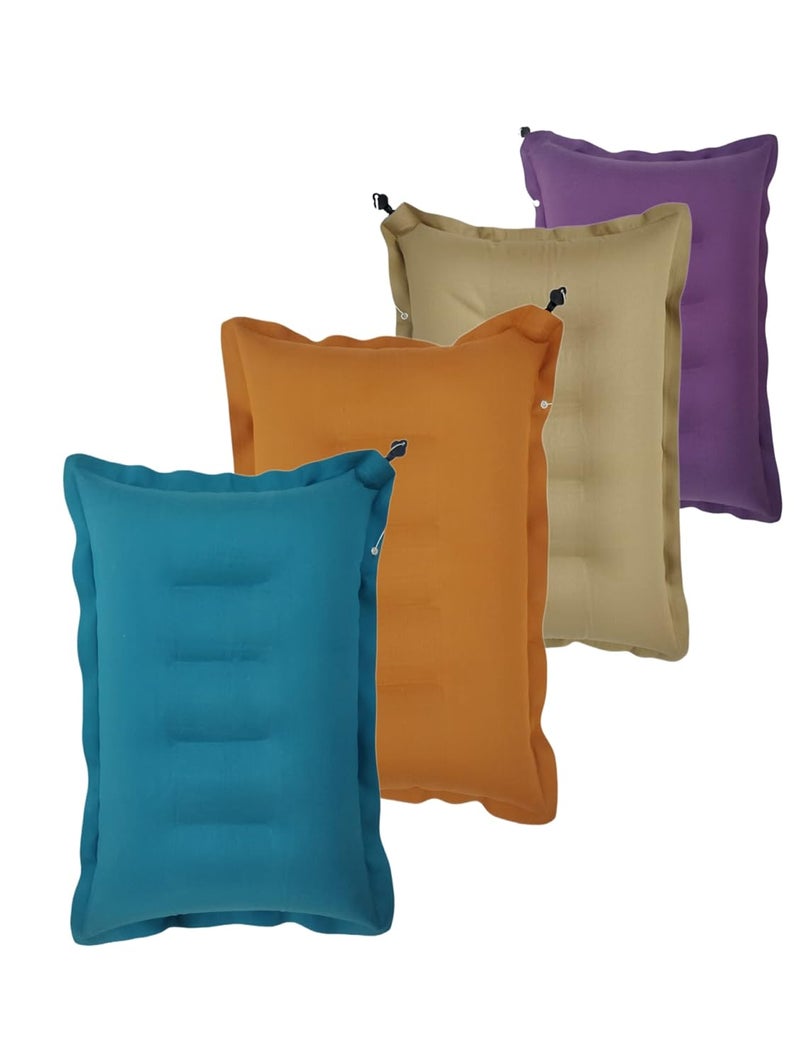 RAV Soft Cotton Travelling Air Pillow Compact and Lightweight Pillow Easy to Carry Neck Support headrest Pillow During Travelling in Bus TrainFlight Pack of 4 Multicolour - Image 1