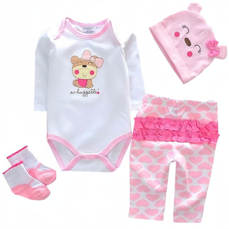 ZIYIUI Reborn Baby Dolls Clothes Reborn Doll Clothe 4pcs Pink Set Reborn Dolls Outfit Accessories for 1722 Inch Newborn Baby Doll BoyGirl - Image 3