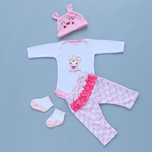 ZIYIUI Reborn Baby Dolls Clothes Reborn Doll Clothe 4pcs Pink Set Reborn Dolls Outfit Accessories for 1722 Inch Newborn Baby Doll BoyGirl - Image 5