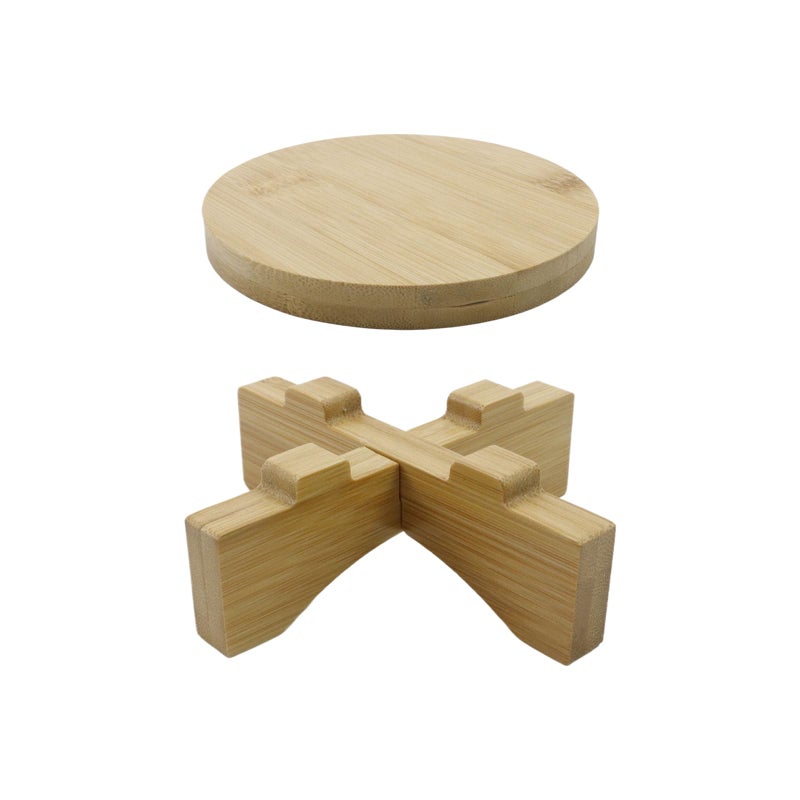 Oedema 4.45-inch Solid Wood Mini Plant Stand Short Flower Stand Round Plant Riser for Small Items, Flower Pot, Small Plant, Gift, Tabletop Decor, Office - Image 3
