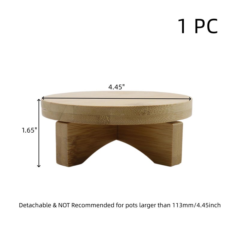 Oedema 4.45-inch Solid Wood Mini Plant Stand Short Flower Stand Round Plant Riser for Small Items, Flower Pot, Small Plant, Gift, Tabletop Decor, Office - Image 2