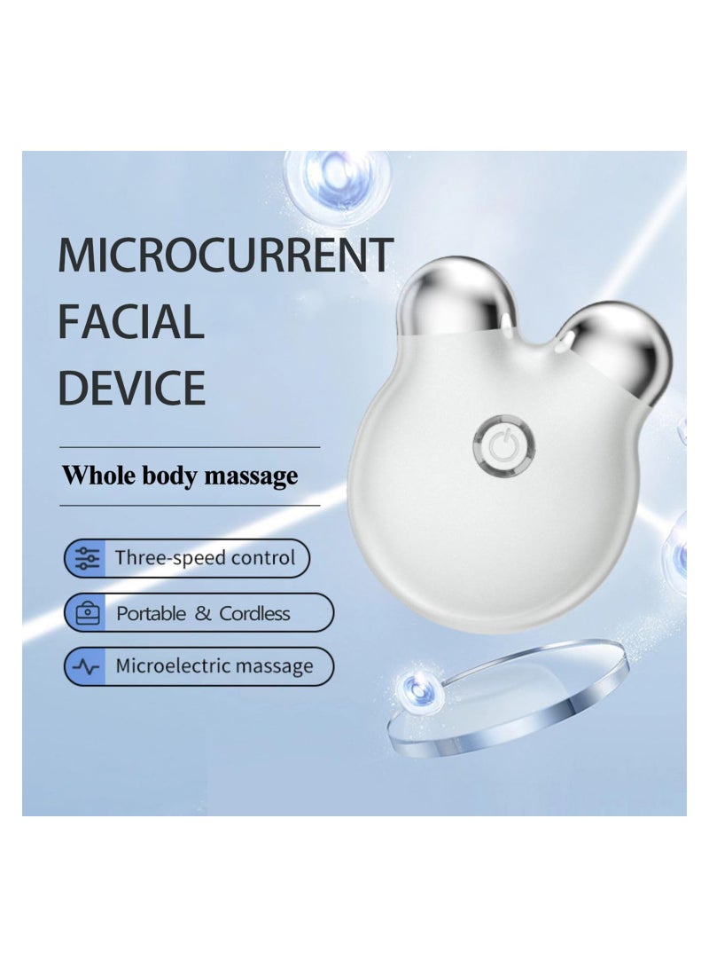 Mini Facial Roller for Skin Tightening and Rejuvenation, Anti-Aging Massager for Neck and Face, Beauty Device in White - Image 5