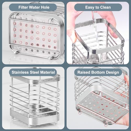 IWNTWY Utensil Holder, Stainless Steel Utensil Drying Rack for Kitchen Counter, Silverware Cutlery Flatware Holder Forks, Knives, Spoons, Chopsticks Organizer (Silver) - Image 4