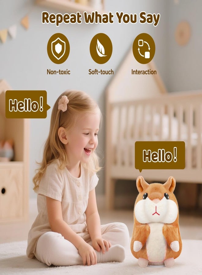 SANJOIN Kids Toddler Toys for Ages 2-4, Talking Hamster Repeats What You Say, Interactive Plush Repeating Toy for 2 3 4 5 6 8 Year Old Boy Girl Birthday Gift (Brown) - Image 2