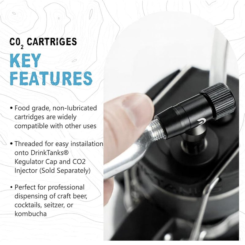 DrinkTanks CO2 Cartridges â€“ 16 Gram Food Grade Non-Lubricated CO2 Refills for Craft Beer Growler, Beer Keg,Kombucha, Seltzer & Cocktail Dispensing - 6 Pack,Leakproof,Compatible with Travel Keg Systems - Image 4
