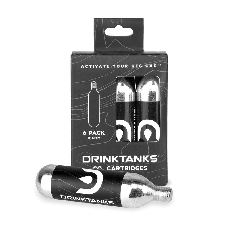 DrinkTanks CO2 Cartridges â€“ 16 Gram Food Grade Non-Lubricated CO2 Refills for Craft Beer Growler, Beer Keg,Kombucha, Seltzer & Cocktail Dispensing - 6 Pack,Leakproof,Compatible with Travel Keg Systems - Image 1