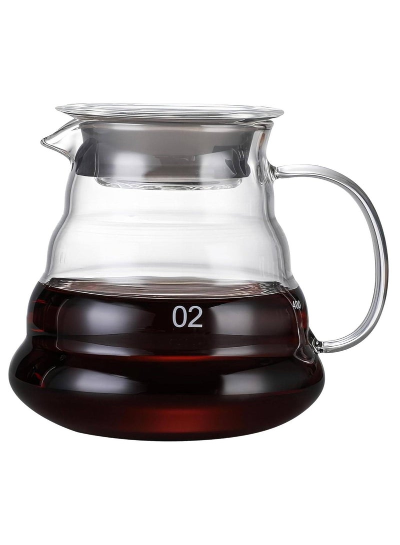 ECVV 600ml V60"Clear" Heat Resistant Glass Range Coffee Server | Pour Over Coffee Tea Server | Pot Carafe Hand Drip Jug Decanter |Transparent | Kettle Coffee Maker Teapot - 02 Size - Image 1