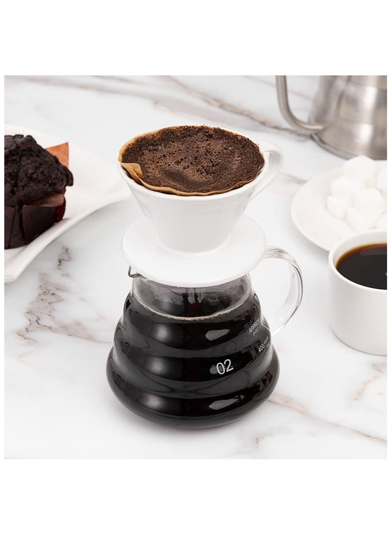 ECVV 600ml V60"Clear" Heat Resistant Glass Range Coffee Server | Pour Over Coffee Tea Server | Pot Carafe Hand Drip Jug Decanter |Transparent | Kettle Coffee Maker Teapot - 02 Size - Image 2