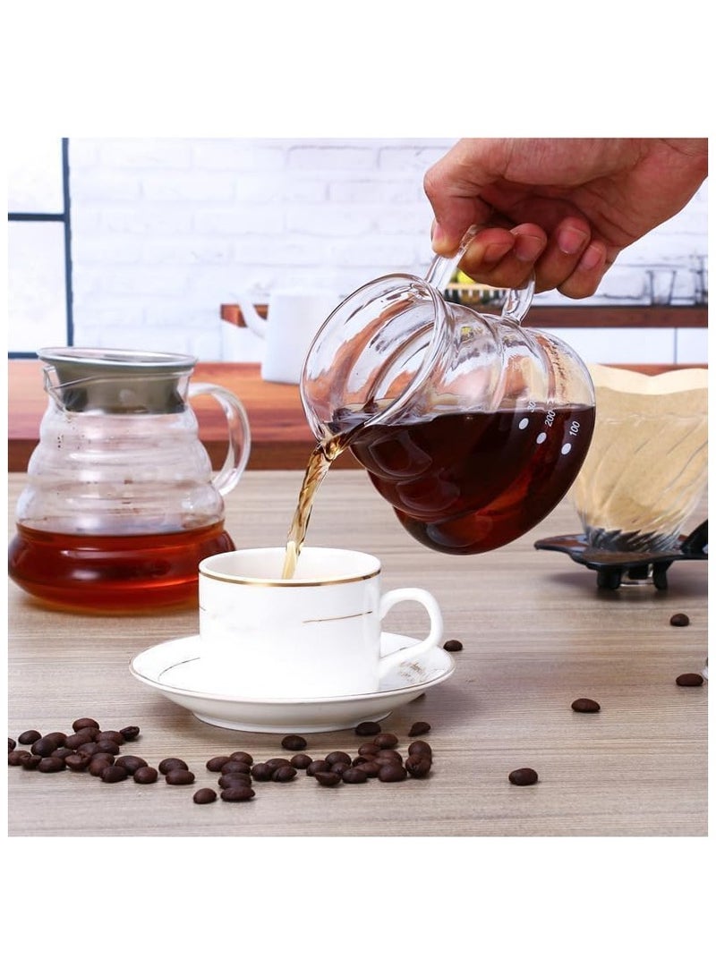 ECVV 600ml V60"Clear" Heat Resistant Glass Range Coffee Server | Pour Over Coffee Tea Server | Pot Carafe Hand Drip Jug Decanter |Transparent | Kettle Coffee Maker Teapot - 02 Size - Image 3