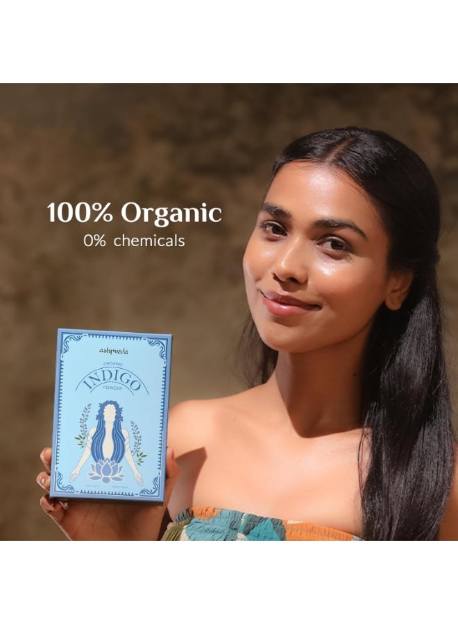 Ashpveda Organic Hair Colour Indigo Powder Ammonia & PPD Free Long Lasting Hair Color for a Stronger Scalp, Silkier and Shining Hair | Chemical Free Hair Color for Women and Men (100 gm, Indigo) - Image 2