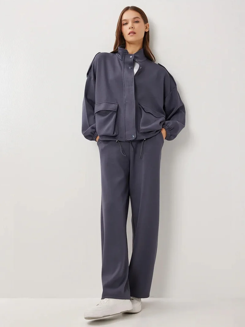 Happiness İstanbul ISTANBUL Pocket Detail Jacket &  Wide Leg Pants Two-Piece Set