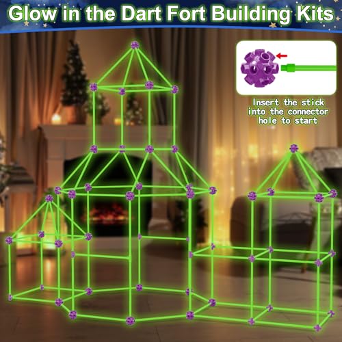 V-Opitos VOpitos 180 Pack Glow in The Dart Fort Building Kits for Kids Age 4 5 6 7 8 Years Old STEM Building Toys for DIY Castles Tunnels Ideal Christmas Birthday Gifts for Boys  Girls - Image 5