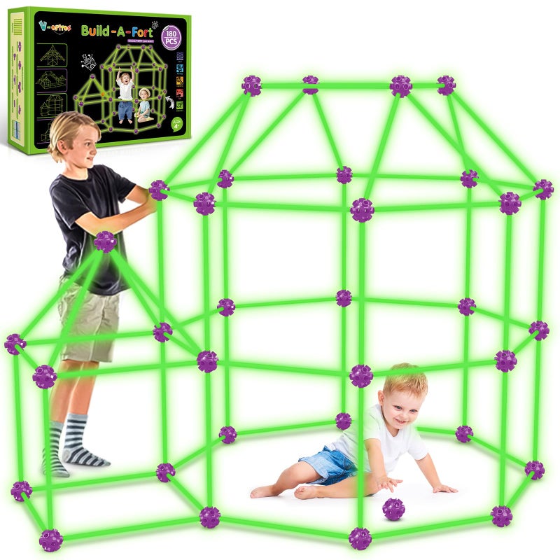 V-Opitos VOpitos 180 Pack Glow in The Dart Fort Building Kits for Kids Age 4 5 6 7 8 Years Old STEM Building Toys for DIY Castles Tunnels Ideal Christmas Birthday Gifts for Boys  Girls - Image 3