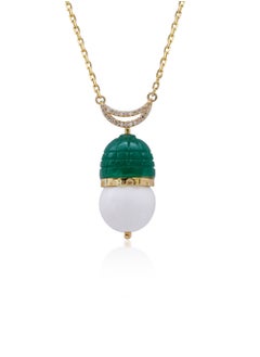 Subhati Pendant with Qubbah Masjid Design | Silver 925 | Green Stone | Moissonite  - Image 1