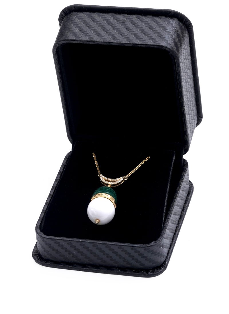 Subhati Pendant with Qubbah Masjid Design | Silver 925 | Green Stone | Moissonite  - Image 3