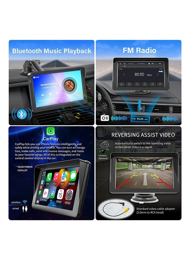 XUTIANZE 【Open Box】XUTIANZE 7-Inch Car Screen with Wireless Apple CarPlay & Android Auto – TF / USB Playback, MirrorLink, Bluetooth, AUX / FM, Voice Control – Easy Installation 12V–24V - Image 4