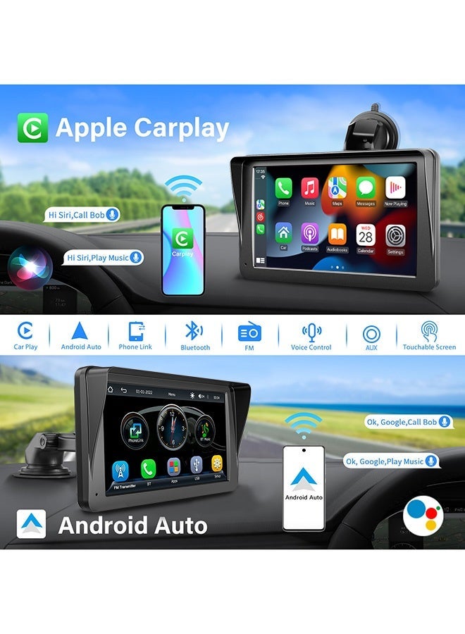 XUTIANZE 【Open Box】XUTIANZE 7-Inch Car Screen with Wireless Apple CarPlay & Android Auto – TF / USB Playback, MirrorLink, Bluetooth, AUX / FM, Voice Control – Easy Installation 12V–24V - Image 2