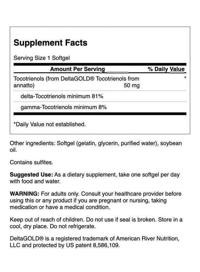 Swanson Deltagold Tocotrienols - Annatto & Vitamin E Tocotrienols - 99% Tocopherol Free (60 Softgels, 50mg Each) (2 Pack) - Image 2