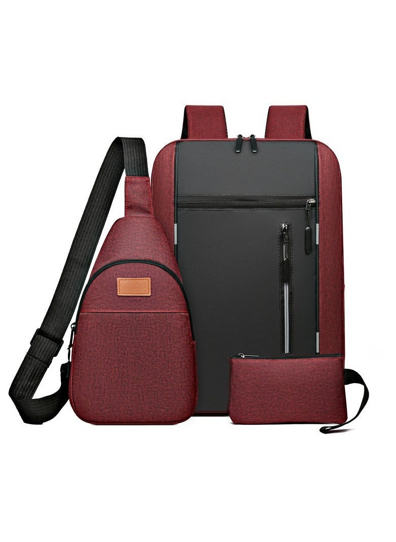 SKT Shiketro New Three-Piece Business Backpack For men, Large Capacity Leisure Computer Bag, Multi-Function Charging School Bag
