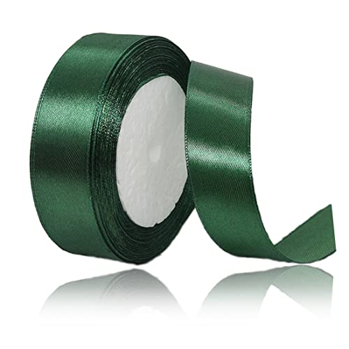 ALOHOVME Forest Green Satin Ribbon 1 Inches x 25 Yards, Dark Green Solid Fabric Ribbon for Gift Wrapping, Bows Making, Wreaths, Bridal Bouquet, Floral, Sewing Crafts, Wedding, Baby Shower and Handmade Trims - Image 1