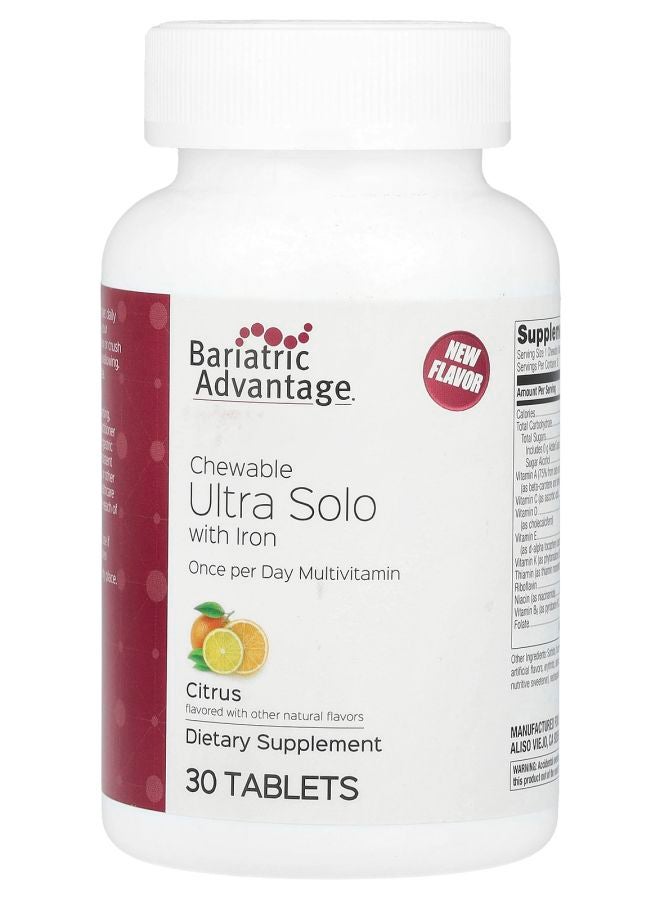 Bariatric Advantage Chewable Ultra Solo with Iron Citrus 30 Tablets